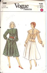8389 LS BLOUSE CAPELET OR NOT, FLARE SKIRT LENGTHS PATTERN 12-16